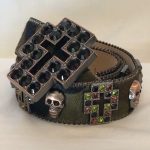 B.B. Simon Black Cameo Hair Cross & Skull Swarovsk